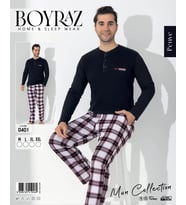 LYYN Boyraz 0401 Erkek Uzun Kol Pijama Takımı (Siyah)