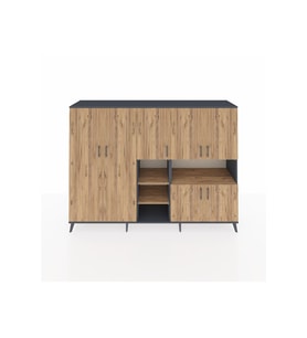 Hyperion Dolap 13 Raflı 7 Kapaklı 220x44x163 Antrasit-Çam