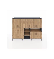 Hyperion Dolap 13 Raflı 7 Kapaklı 220x44x163 Antrasit-Çam