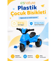 Esnature Plastik Çocuk Bisikleti 3 Tekerlekli Pedallı Mavi 0-6 Yaş 40 Kg Taşıma Kapasiteli
