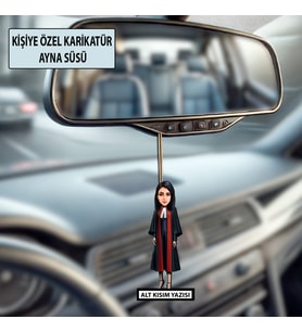 Kişiye Özel Avukat Karikatür Ayna Süsü – Hukukçulara Özel Araç İçi Hediyelik