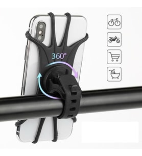 Lunaev Universal Bisiklet Motosiklet Çocuk Arabası Silikon 360 Derece Telefon Tutucu Tüm Modellerle Uyumlu