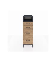 Kronos Dolap Tek Raflı 4 Çekmeceli 44x59x134 Antrasit-Çam