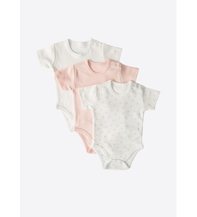 Organik New Dreams 3'lü Kısa Kol Body Pembe