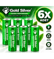 Gold Silver 18650 El Feneri ve Kafa Lambası İçin Şarj Edilebilir Li-ion Pil - 3200 mAh 4.2V (6 Adet)