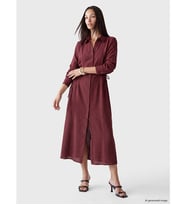 LCW EVERYDAY Bordo Beli Büzgülü Kadın Gömlek Elbise