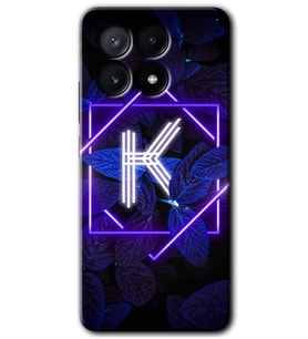 Poco x6 Pro Kılıf HD Desen Baskılı Kılıf - Dark Neon Yaprak K Harfi
