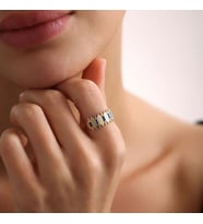 Zigzag Altın Yüzük Safir Taşlı (Çok Renkli)