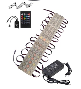 20 Adet 12 Volt 3 Watt 3 Lensli Rgb 3030 SMD Led Modül Sese ve Müziğe Duyarlı Kumanda 5A Plastik Ada