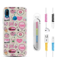 Huawei P20 Lite Mate 10 20 Lite Pro P40 Lite KılıfKablo Koruma Spiral Silikon Donut Flamingo 1415