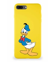 Apple iPhone 8 Plus Soft Premier Kapak Donald Duck-D Tasarımlı Silikon Kılıf - Sarı (Şeffaf)