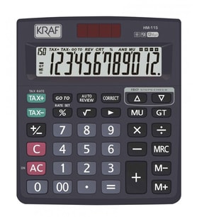 Kraf Hesap Makinesi TAX Fonksiyonlu HM115 (12 Hane)