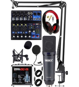 Midex Wizard Paket-3 CX2 Stüdyo Mikrofon MDX-06FXU Stüdyo Kayıt Mikseri Kulaklık Ekipman Seti
