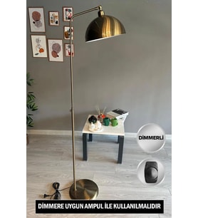 Dimmerli Işığı Ayarlanabilen Işığı Artırılıp Azaltılabilen Eskitme Hareketli Başlık Metal Lambader