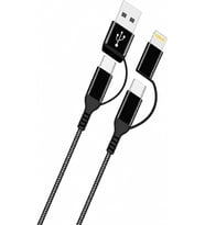 4in1 Çok Fonksiyonlu Hızlı Şarj Kablosu – 60W PD Destekli Type-C & USB-A to Type-C & Lightning Dönüştürücülü Örgülü Kablo (1.2 Metre)