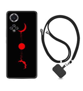 Huawei Nova Y70 Y90 Nova 9 SE  Kılıf Boyun Askılı Silikon Red Moon 1710