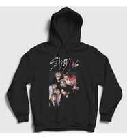 Presmono Unisex Beyaz Band Stray Kids Kapüşonlu Sweatshirt 122603tt (Siyah)