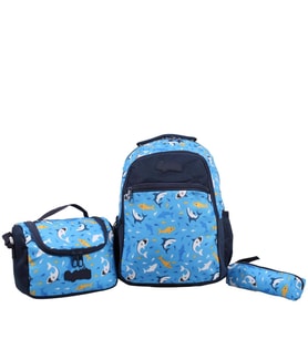 Bagacar Kids Erkek Mavi Köpekli Model Kalemlikli Beslenmeli Set Sırt Çantası (Lacivert-Mavi)