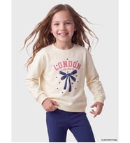 LC WAIKIKI Ekru London Baskılı Kız Çocuk Sweatshirt