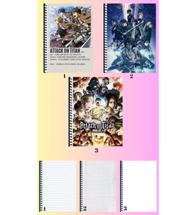 Attack on titanA4 defter 3 adet çizgili + kareli + çizgisiz büyük boy 21*29 cm süper set
