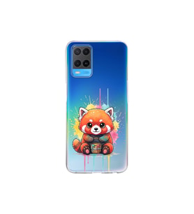 Oppo A54 4G ile Uyumlu Splash Tilki Tasarımlı Şeffaf Silikon Kılıf