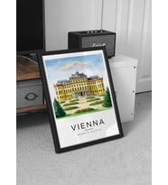 Vienna, Austria Poster Çerçeveli Tablo Duvar Dekorasyonu Ev Ofis İçin (Beyaz)