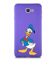 Samsung Galaxy J7 Prime Soft Premier Kapak Donald Duck-C Tasarımlı Silikon Kılıf - Mor (Şeffaf)