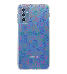 Samsung Galaxy M52  Kamera Korumalı Kapak Hello Kitty Tasarımlı  Şeffaf  Kılıf