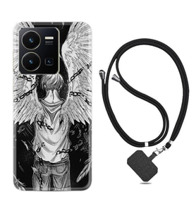 Vivo Y22 Kılıf Resimli Boyun Askılı İpli Desenli Silikon Series Angel 1883