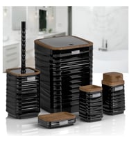 LUNA KARE 5Lİ BANYO SETİ AHŞAP SİYAH
