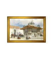 3. Ahmet Çeşmesi Motifli Kanvas Tablo 80 x 110 cm Gold Çerçeve