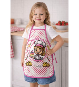 3-5 Yaş Çocuk Mutfak Önlüğü 35x50 cm – Su Geçirmez, Leke Tutmaz, Pamuk Polyester Karışımlı (Pembe - Sarı)