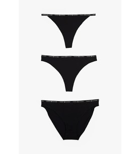 Tommy Hilfiger 3 PACK MULTI SHAPE BOTTOM Kadın siyah İç Çamaşırı UW0UW057560V2