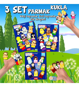 3 Set - 30 Parça Tox Evcil , Vahşi Hayvanlar ve Aile Parmak Kukla T771 T781 T751