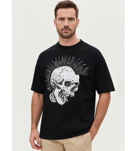 PUNK OVERSİZE UNİSEX T-SHİRT (Siyah)