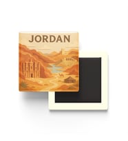 Ürdün - Jordan - Paper Cut Art - Baskılı Buzdolap Magneti Kare - 9x9 cm
