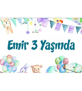 Sevimli Hayvanlar ve Parti Temalı Doğum Günü Afişi 35X50 cm