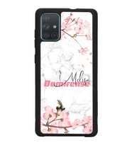 Samsung A71 Uyumlu Mermerli Sakura Tasarımlı Glossy Telefon Kılıfı