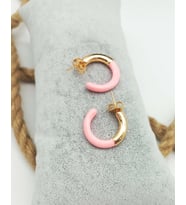 Pembe ve Altın Renk Detaylı Küpe