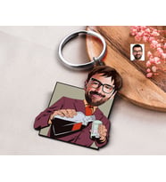 BK Gift Kişiye Özel Erkek Karikatürlü Ahşap Anahtarlık, Sevgiliye Hediye, Erkek Hediyesi, Doğum Günü Hediyesi-6