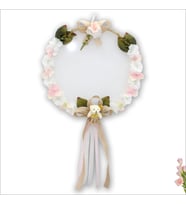 Çiçekli ve Ayıcıklı 37cm Kasnak Kapı Süsü (STD)