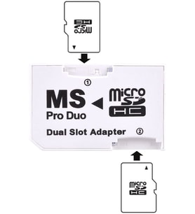 Memory Stick Pro Duo Adaptör ÇİFT SLOT MS Pro Duo Mikro SD Çevirici Adaptör Memory Dual Slot Adapter (Beyaz)