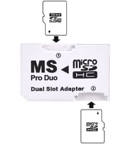 Memory Stick Pro Duo Adaptör ÇİFT SLOT MS Pro Duo Mikro SD Çevirici Adaptör Memory Dual Slot Adapter (Beyaz)