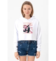 My Hero Academia Uravity Minimal Beyaz Optik Kadın Crop Kapşonlu (A.Beyaz)