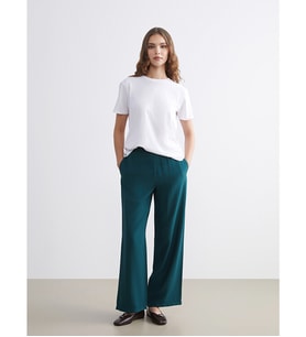 LCW Modest Yeşil Beli Lastikli Geniş Paça Kadın Pantolon