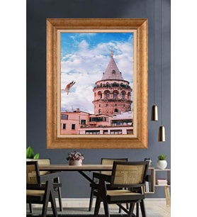 Altın Varaklı  Çerçeveli Paspartulu Tablo ndd1191 (Gold)