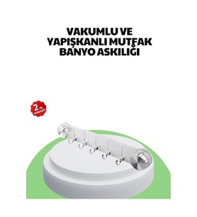 Mutfak ve Banyo Askılığı Vakumlu Yapışkanlı 5 Askı Bölmeli