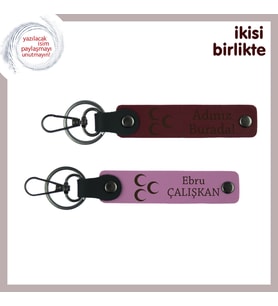Kankaya Doğum Günü Armağanı – Üç Hilal, Kişisel İsimli Anahtarlık Takımı, Bordo-Pembe (Çok Renkli)