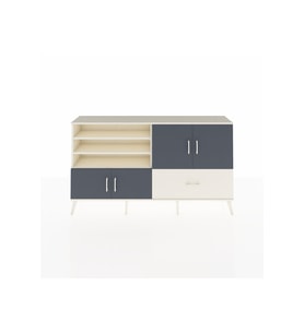 Arges Konsol 5 Raflı Tek Çekmeceli 4 Kapaklı 176x30x99 Aytaşı-Antrasit/Aytaşı