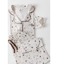 Uzun Kol Gömlek Yaka Kadın Pinterest Pijama Takımı - Mevsimlik Kadın Pijama- Geniş Beden Aralığı (Kahverengi)